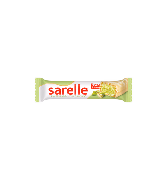 Sarelle Pistachio Cream Filled Wafer Covered with White Chocolate 33g