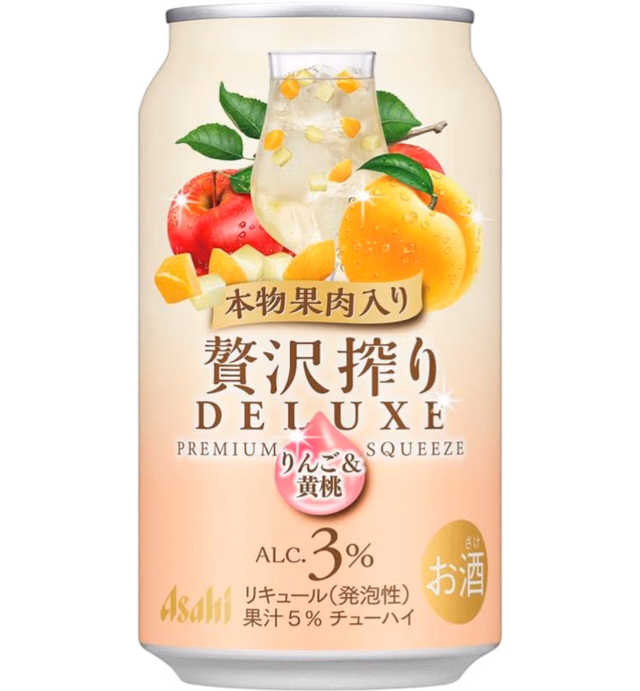 贅沢搾りデラックス数量限定りんご&黄桃果肉入り缶350ml