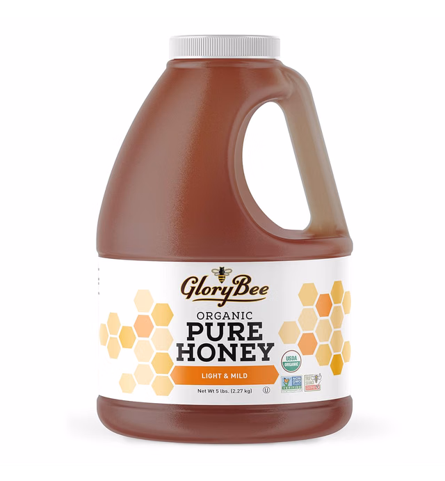 Glorybee, Organic Light & Mild Honey, 100% US Grade A Honey, 5lb