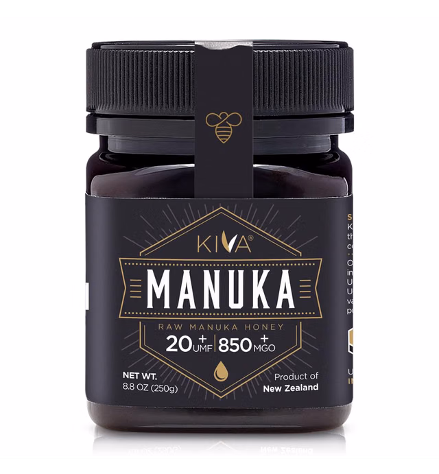 Kiva Raw Manuka Honey, Certified UMF 20+ | MGO 850+ | 100% Pure Genuine New Zealand (8.8oz/250g Bottle) | Non-GMO | No Antibiotics | Traceable | UMF & MGO Certified
