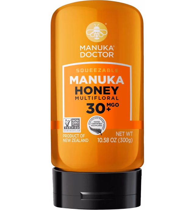 MANUKA DOCTOR - MGO 30+ SQUEEZY Raw Manuka Honey Multifloral, 100% Pure New Zealand Honey. Certified. Guaranteed. RAW. Non-GMO (10.58 oz)
