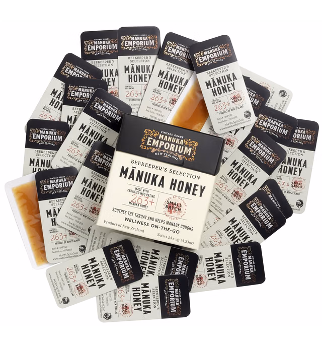 Manuka Emporium Raw Manuka Honey Packets On-the-Go MGO263+ (UMF 10+ Equiv.) 24 x 0.18oz Snap-Packets | Certified & Authentic | Harvested & Packed in New Zealand