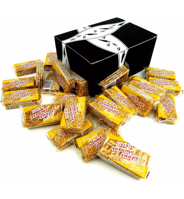 Loucks Sezme Honey Sesame Snaps, 1.34 oz Packets in a BlackTie Box (Pack of 24)