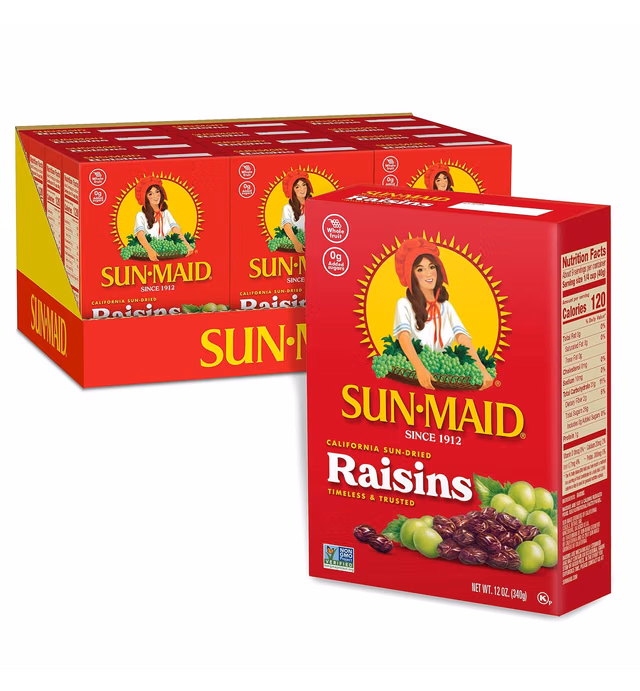 Sun-Maid | California Raisins | 12 Ounce Box (Pack Of 12) - 144 Total Ounces