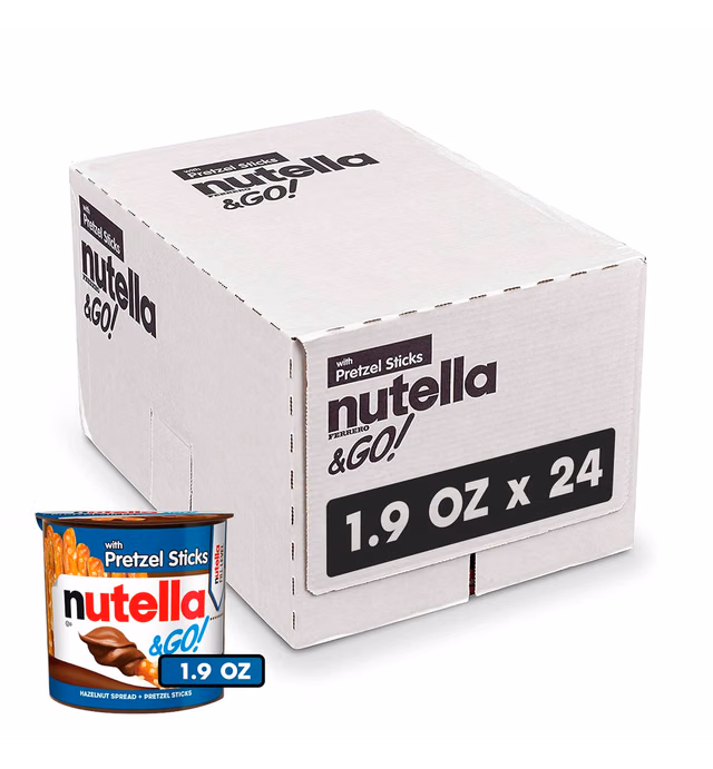 Nutella & GO! Hazelnut and Cocoa Spread with Pretzel Sticks, Snack Pack, 1.9 oz, Bulk 24 Pack