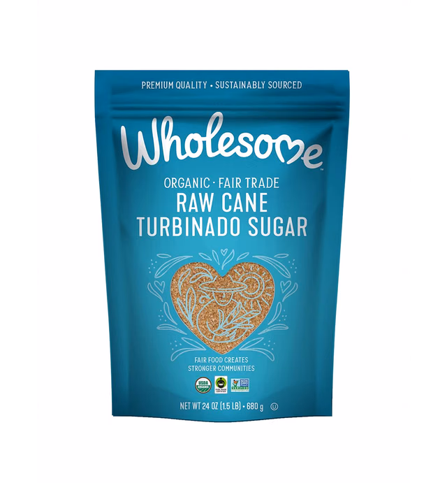 Wholesome Organic Raw Cane Turbinado Sugar, Fair Trade, Non GMO & Gluten Free, 1.5 Pound (Pack of 12)