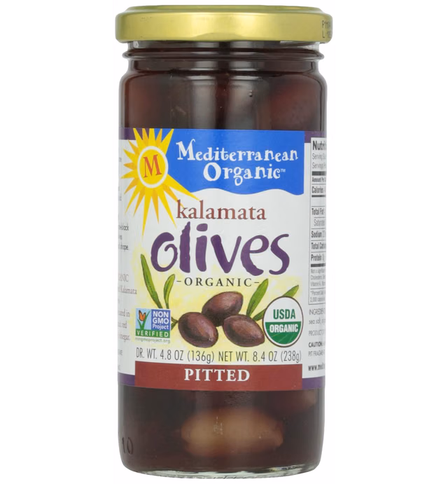 Mediterranean Organic Kalamata Olives, Pitted, 8.4 oz