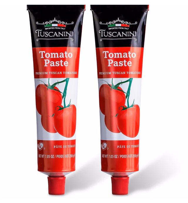 Tuscanini Premium Double Concentrated Tomato Paste Tube, 7.5oz (2 Pack) Made with Premium Italian Tomatoes