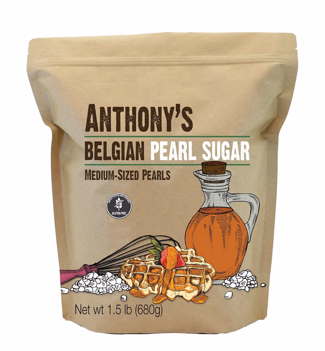 Anthony's Belgian Pearl Sugar, 1.5 lb, Batch Tested and Verified Gluten Free, Medium Sized Pearls