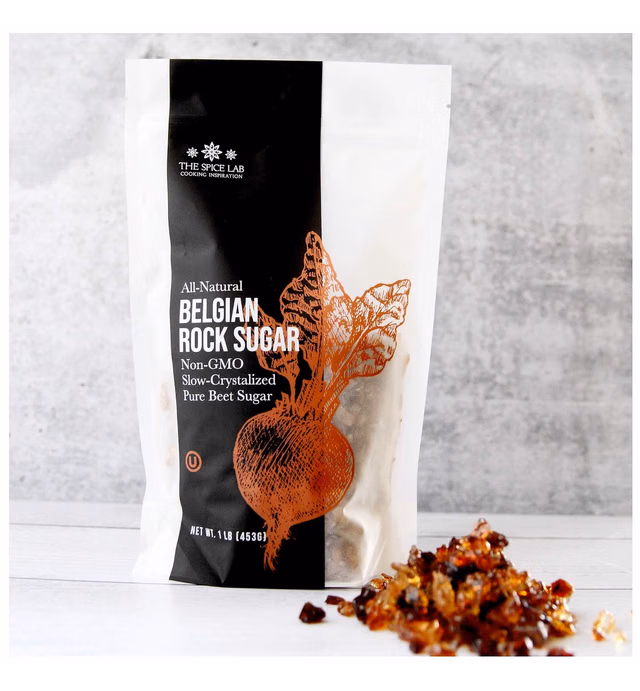 The Spice Lab Belgian Rock Sugar – 2 Pounds - Natural REAL Beet Sugar - Brown Rock Sugar - Teavana Style Tea Sugar - Perfect Sugar Cube or Amber Sugar Replacement - Natural Rock Sugar for Tea