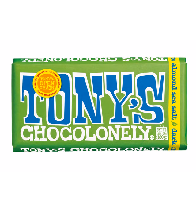 Tony's Chocolonely 51% Dark Chocolate Almond Sea Salt Bar, 6.35 OZ