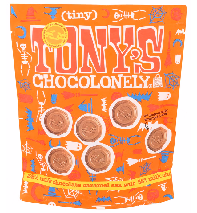 Tony's Chocolonely Halloween Milk Chocolate Sea Salt Caramel Bag, 8.46 OZ