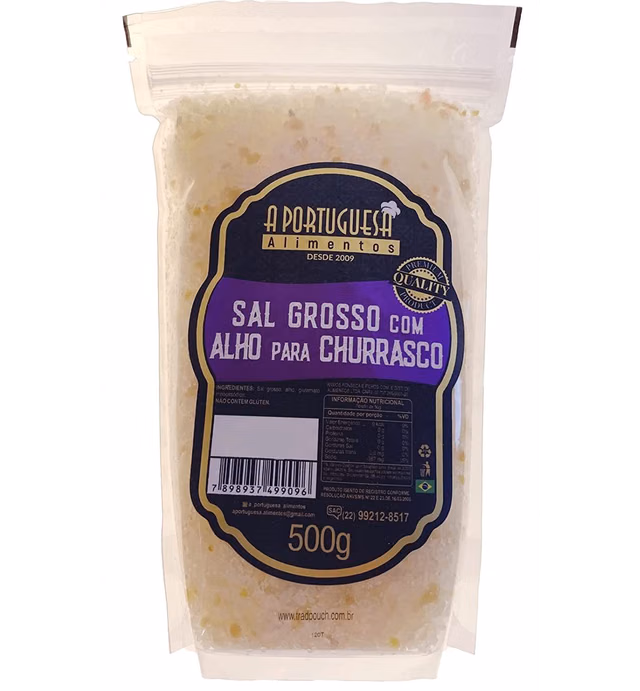 A Portuguesa Brazilian Seasoning Salt & Garlic for BBQ 17.63oz - Tempero Sal Grosso E Alho Para Churrasco