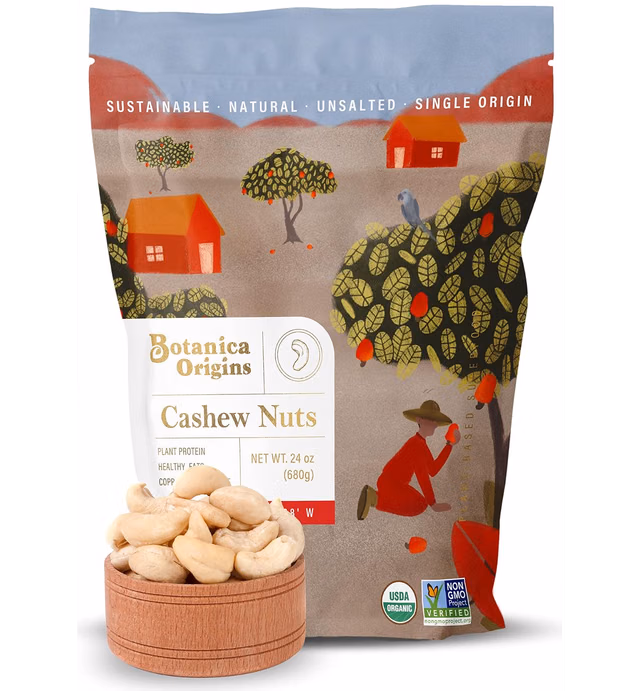 Botanica Raw Whole Cashews, 24 oz | Organic | Crunchy | Unsalted | Vegan, Keto and Paleo Friendly