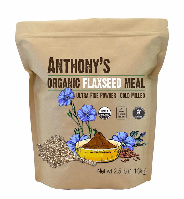 Anthony's Organic Flaxseed Meal, 2.5 lb, Gluten Free, Ground Ultra Fine Powder, Cold Milled, Keto Friendly