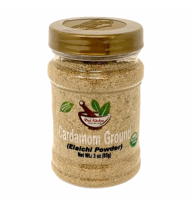 Desi Kitchen Spices All Natural | Salt Free | Vegan | NON GMO | Indian Pure Green Cardamom Ground (Green Elaichi Powder) 3oz With Freshness and Aroma Guaranty