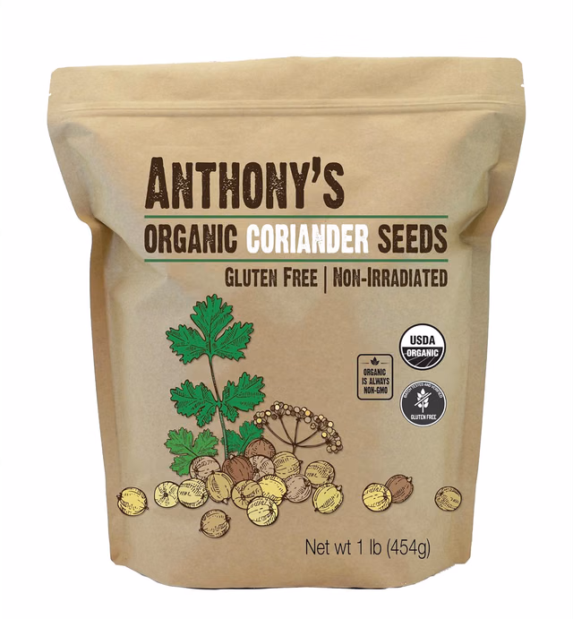 Anthony's Organic Coriander Seeds, 1 lb, Gluten Free, Non GMO, Non Irradiated, Keto Friendly
