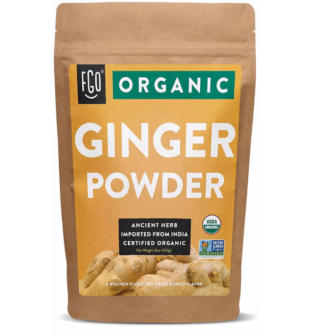 Organic Ginger Powder | Imported from India | 16oz/453g (1lb) Resealable Kraft Bag | by FGO