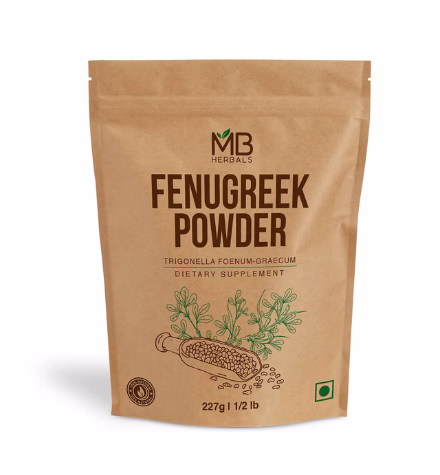 MB Herbals Fenugreek Seeds Powder 8 oz | 227 Gram | 0.5 LB | Organically Grown Fenugreek | Trigonella foenum-graecum Sd. | Methi Powder - Packaging May Vary