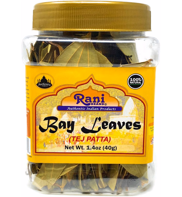 Rani Bay Leaf (Leaves) Whole Spice Hand Selected Extra Large 1.4oz (40g) PET Jar ~ All Natural | Gluten Friendly | NON-GMO | Vegan | Indian Origin (Tej Patta)