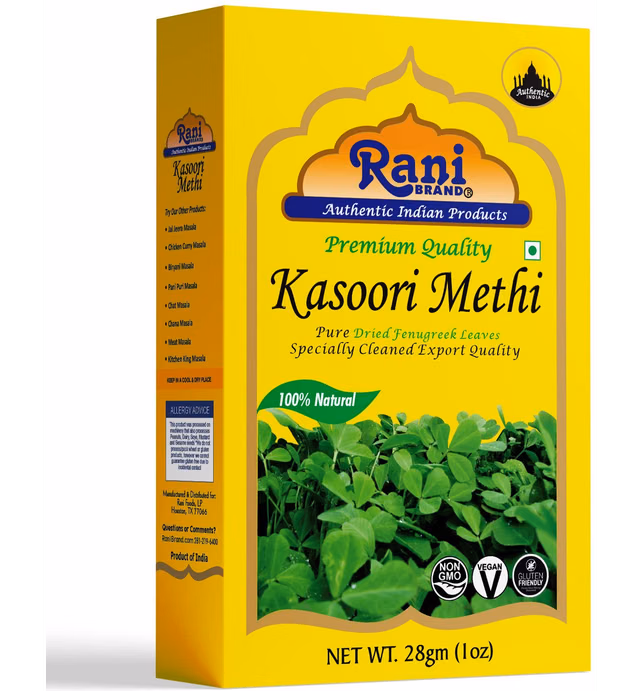 Rani Fenugreek Leaves Dried (Kasoori Methi) 1oz (28g) ~ All Natural | Vegan | Gluten Friendly | NON-GMO | Indian Origin