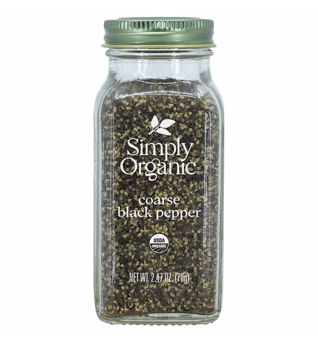 Simply Organic Black Pepper, Coarse Grind, Certified Organic, Vegan | 2.47 oz | Piper nigrum L.