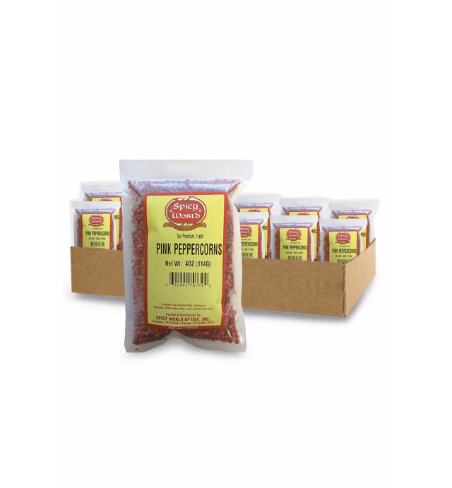 Pink Peppercorns 10 oz - Premium Whole Pepper - NON GMO & Steam Sterilized - by Spicy World (Pack of 12)