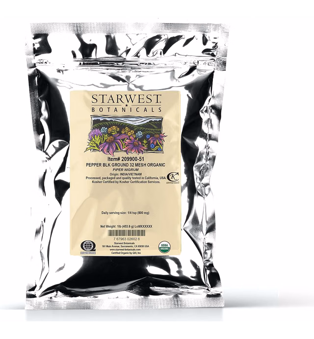 Starwest Botanicals Organic Pepper Black Medium Grind, 1-pound Bag