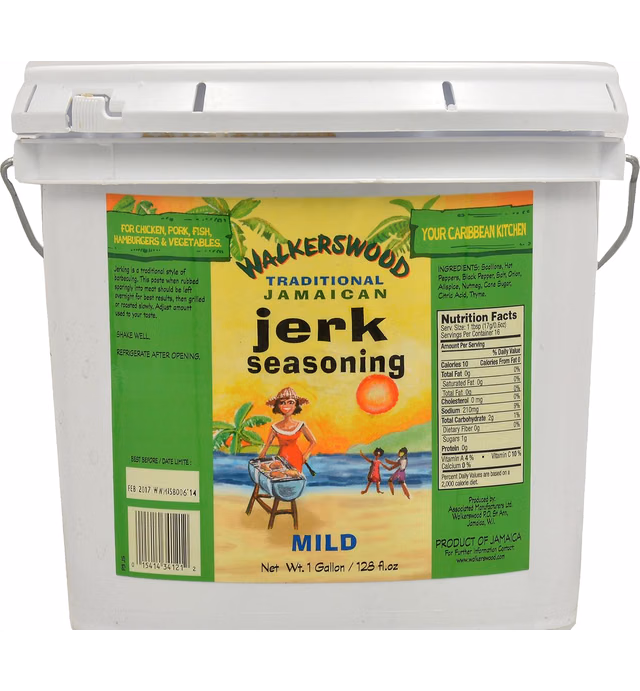 Walkerswood Traditional Jerk Seasoning for Chicken, Pork, Fish, Hamburgers & Vegetables in Jumbo Can, Mild, 128 Fl Oz