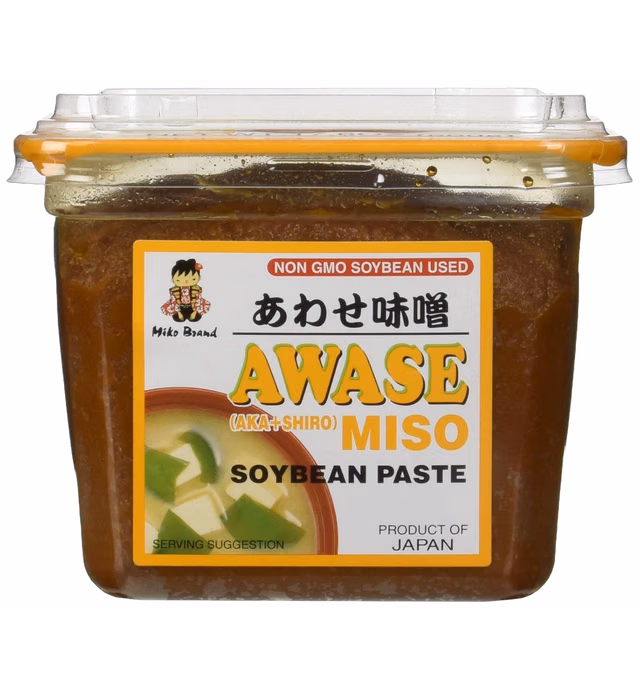 Miko - Awase Miso Soyabean Paste (Aka + Shiro) - 500 Gram - GMO Free Japanese Miso Paste