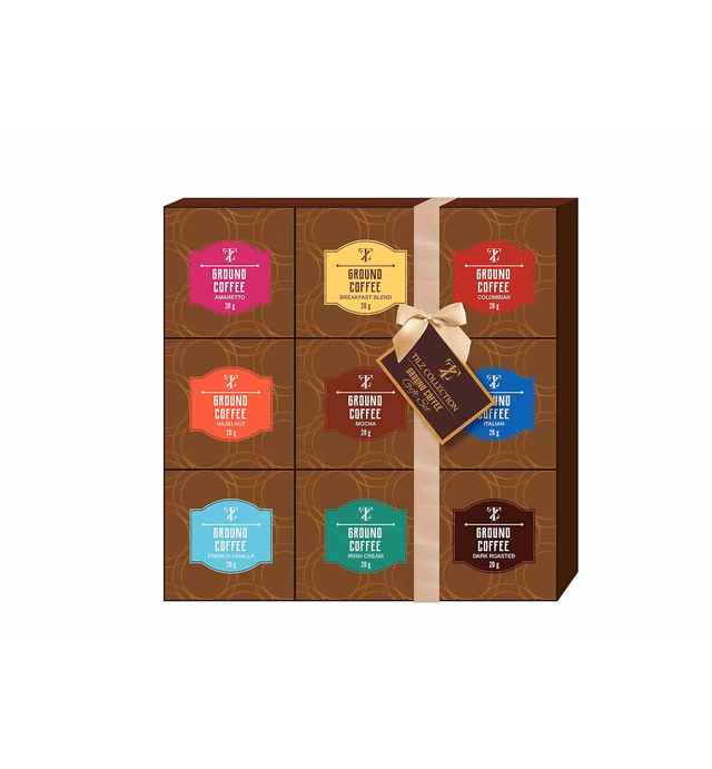 Coffee Gift Set - Gourmet Ground Coffee Selection Of 9 Assorted Flavours Including Dark Roast French Vanilla Mocha Perfect Gifts For Coffee Lovers Brew And Enjoy For Men Women Birthday Present