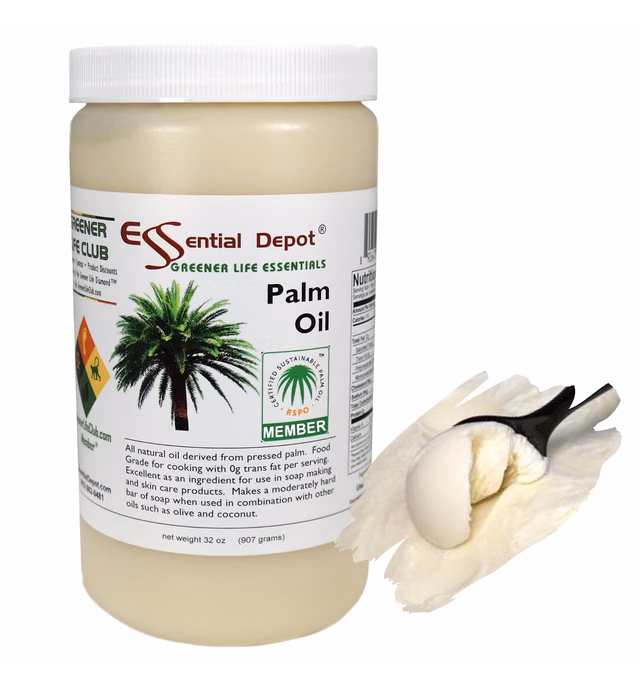 Palm Oil - 1 Quart - 32 oz - RSPO Certified - Sustainable - Food Grade - Kosher - Not Hydrogenated - safety sealed HDPE container with resealable cap