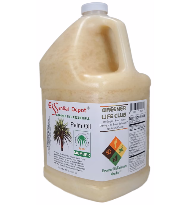 Palm Oil - RSPO Certified - Sustainable - Food Grade - Kosher - Not Hydrogenated - 1 Gallon - safety sealed HDPE container with resealable cap