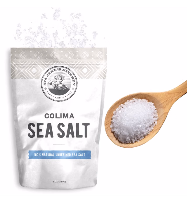 AVA JANE'S KITCHEN - Colima Sea Salt Unrefined Hand Harvested - 100% All Natural Sea Salt, Gourmet Grade, Non GMO's Kosher Salt, 8oz