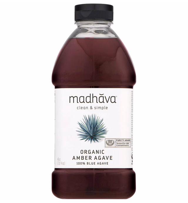 Madhava Naturally Sweet Organic Blue Agave Low-Glycemic Sweetener, Amber Raw, 46 Ounce (Packaging may vary)