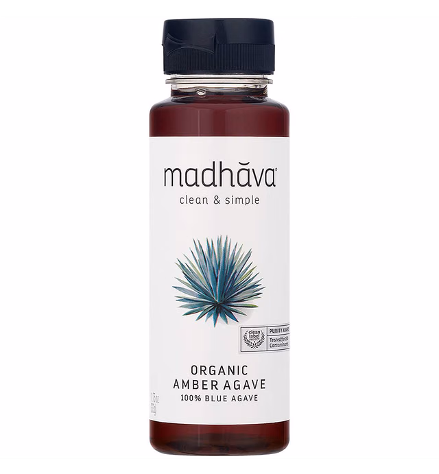 MADHAVA Organic Amber Agave, 11.75 oz. Bottle (Pack of 6), 100% Pure Organic Blue Agave Nectar, Natural Sweetener, Sugar Alternative, Vegan, Organic, Non GMO, Liquid Sweetener