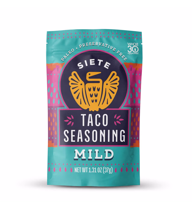 Siete Mild Taco Seasoning Mix | Gluten Free | Vegan | Paleo | Preservative Free | Whole 30 Approved (6 Packets) 42 Servings