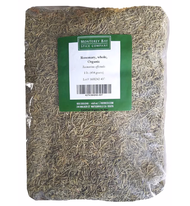 Rosemary Whole CERTIFIED ORGANIC 1 LB Bag – Whole 100% NATURAL KOSHER (Rosmarinus officinalis) (2-BAGS)