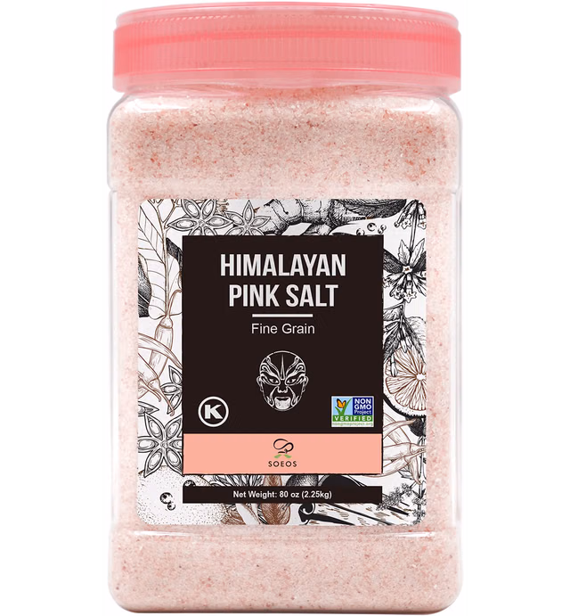 Soeos Himalayan Salt Fine Grain 80oz (2.25kg), Himalayan Pink Salt, Himalayan Salt, Natural Pink Salt, Pink Salt Ready to Use, Bulk Sea Salt, Fine Pink Salt, Himalayan Salt, Pink Salt for Cooking.
