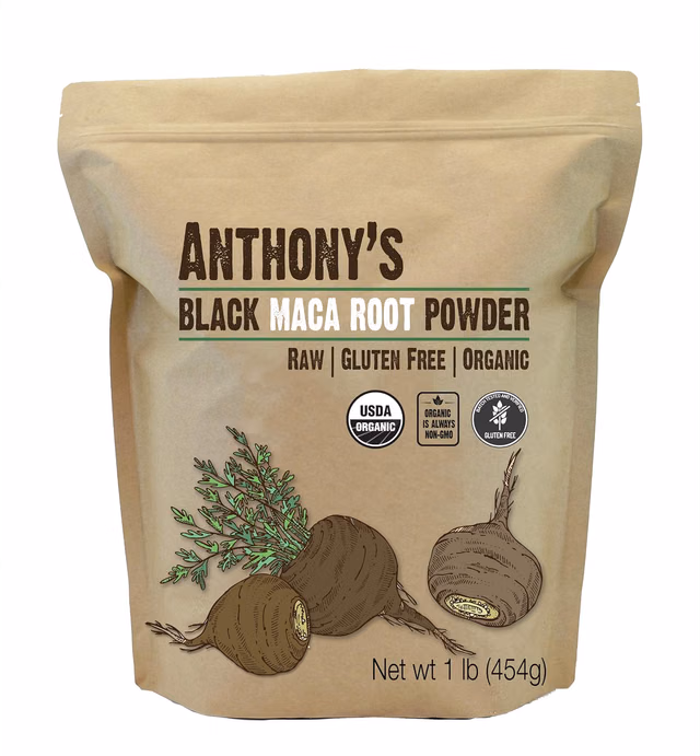 Anthony's Organic Black Maca Powder, 1 lb, Raw, Gluten Free & Non GMO
