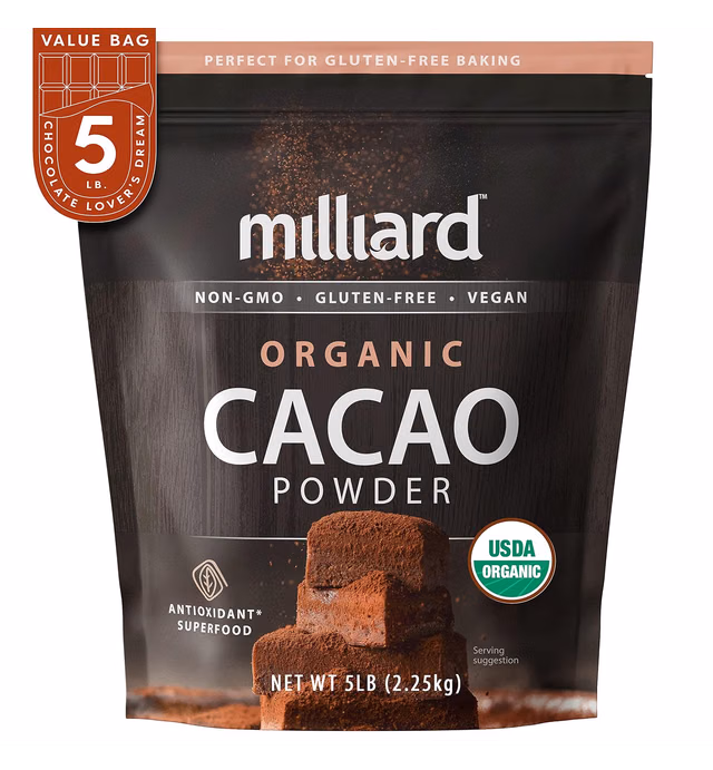 Milliard Organic Raw Cacao Powder/Non-GMO and Gluten-Free (5 lbs)