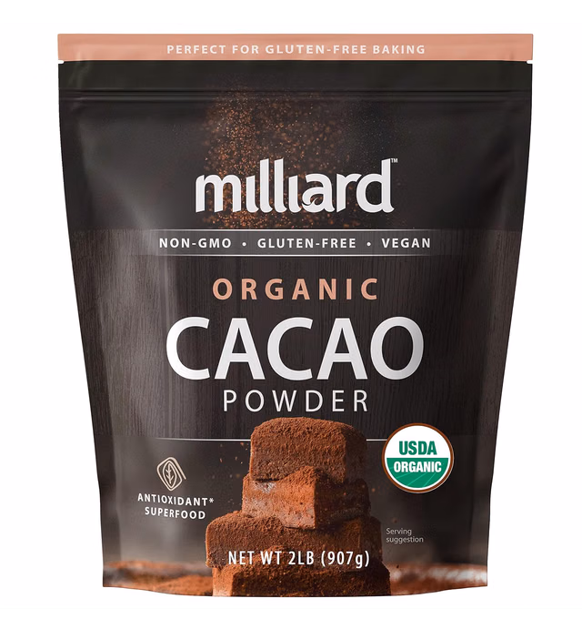 Milliard Organic Raw Cacao Powder/Unsweetened, Non-GMO, and Gluten Free, 32 Ounce