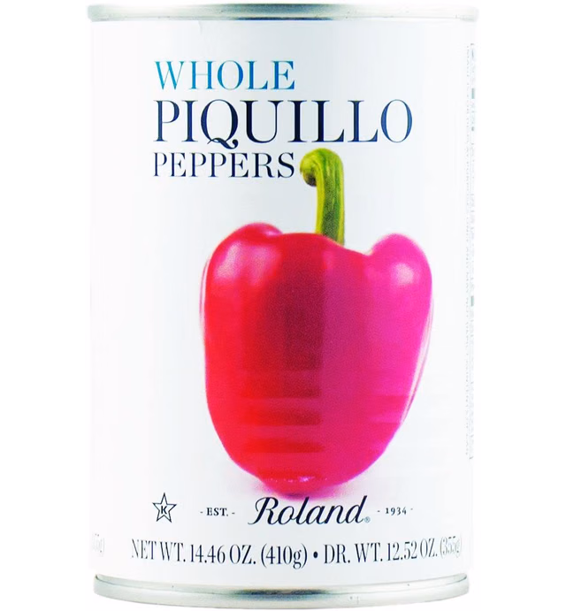 Roland Foods Whole Red Piquillo Peppers, Specialty Imported Food, 14.4-Ounce, Pack of 4