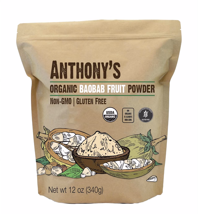 Anthony's Organic Baobab Fruit Powder, 12 oz, Gluten Free, Non GMO