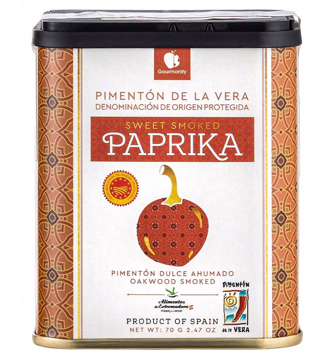 Gourmanity 70g Sweet Smoked Spanish Paprika Tin, Pimenton De La Vera Dulce, Sweet Smoked Paprika Powder, Smoked Paprika Seasoning, Sweet Paprika Powder, Sweet Spanish Smoked Paprika Pimenton