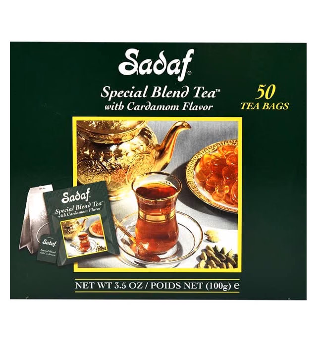 Sadaf Cardamom Tea Bags - Special Blend Cardamom Ceylon Black Tea - Quicktea Product harvested in Sri Lanka - 50 individually foiled teabags (Pack of 1)