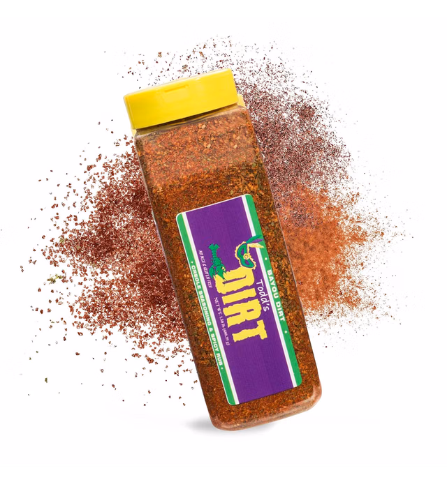 Todd’s DIRT - Bayou DIRT Quart Bottle, Spicy All Purpose Seasoning & BBQ Rub, Creole/Cajun Seasoning that’s GREAT ON EVERYTHING, Gourmet Grill Seasoning, 100% All Natural With No MSG & Gluten-Free, 1.5 lbs