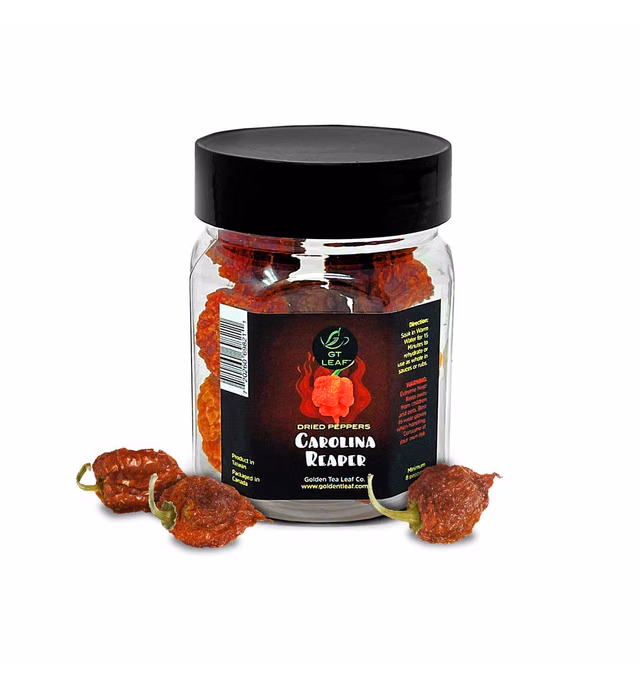 G GT LEAF Carolina Reaper Chili Pepper, Whole Dried (8 Minimum, plus Bonus Peppers)