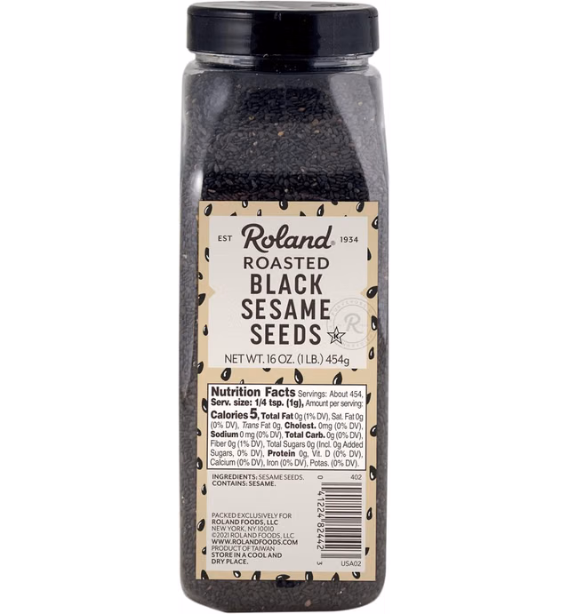 Roland Foods Roasted Black Sesame Seeds, Specialty Imported Food, 16-Ounce Bottle