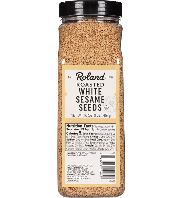 Roland Foods Roasted White Sesame Seeds, Specialty Imported Food, 16-Ounce Bottle